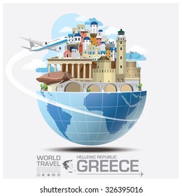 Greece Landmark Global Travel And Journey Infographic Vector Design Template