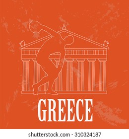 Greece landmarks. Retro styled image. Vector illustration