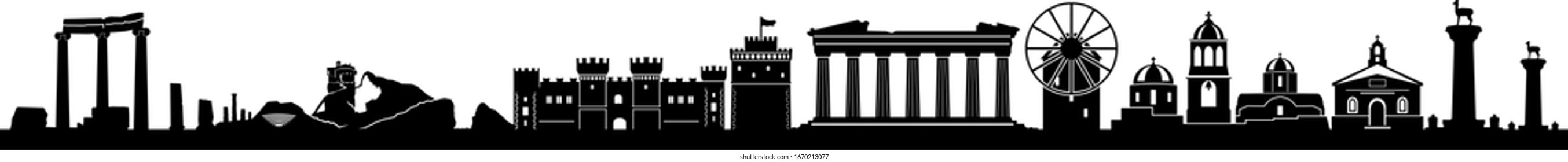 Vector de silueta horizontal de Grecia