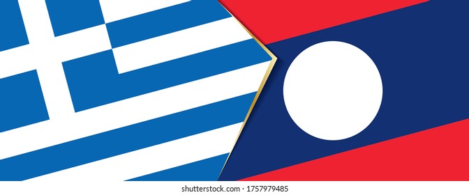 Greece and Laos flags, two vector flags symbol of relationship or confrontation.