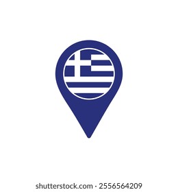 Greece location pin with national flag