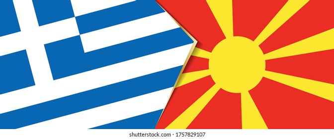Greece and Macedonia flags, two vector flags symbol of relationship or confrontation.