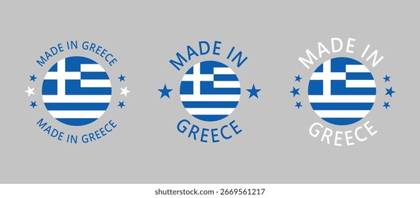 Grecia Hecho en Sello en círculo con bandera sobre fondo blanco