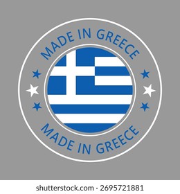 Greece Made in Stamp in circle with flag Vector template on white background