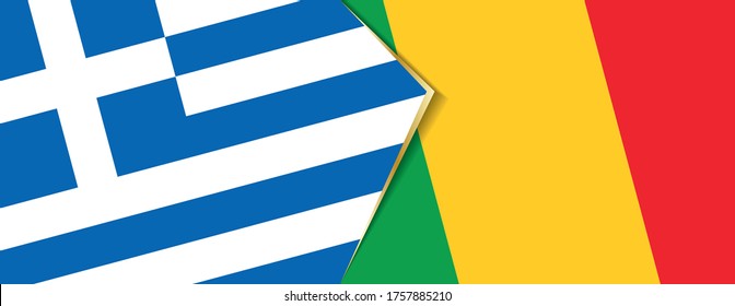 Greece and Mali flags, two vector flags symbol of relationship or confrontation.