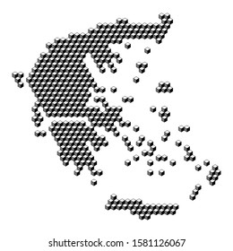 Greece map from 3D black cubes isometric abstract concept, square pattern, angular geometric shape. Vector illustration.