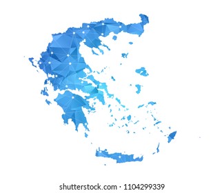 Greece Map - Abstract geometric rumpled triangular low poly style gradient graphic on white background , line dots polygonal design for your . Vector illustration eps 10.
