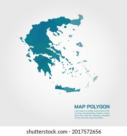 Mapa de Grecia Resumen Gradiente de gradiente de bajo estilo de polo geométrico rugoso triangular sobre fondo blanco