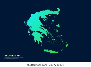 Mapa griego del concepto azul gradiente abstracto verde con vector de efecto luminoso tecnológico.