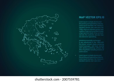 greece map. Abstract mash line and point scales on dark background . 3D mesh polygonal network line, design sphere, dot and structure. Vector illustration eps 10.
