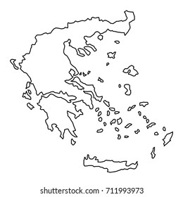 Greece map of black contour curves of vector illustration