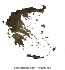 greece map - Black, gold, geometric rumpled low poly style gradient graphic background, polygonal design for your. Vector illustration eps 10.