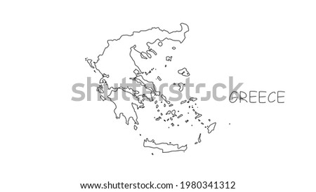 Greece map black line on white background. Vector illustration.
