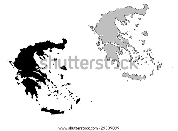 Greece Map Black White Mercator Projection Stock Vector (Royalty Free ...