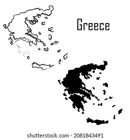 ilustración vectorial en blanco y negro del mapa de grecia. mapa de ilustración vectorial en blanco y negro.