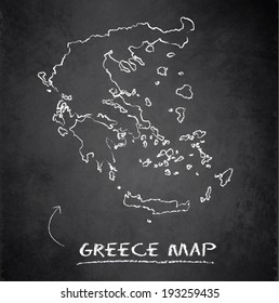 Greece map blackboard chalkboard vector
