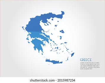 Greece map blue Color on white background polygonal
