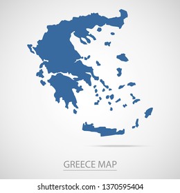 Greece map. Blue Greece map and Country name . Vector map on gray background. Symbol for your web site design map logo. app, ui, Travel vector eps10, concept Illustration.