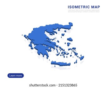 Greece map blue isolated on white background with 3d isometric vector illustration.