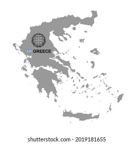 Mapa de Grecia con escudo de armas. aislado en fondo blanco