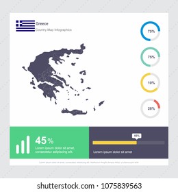 Greece Map & Flag Infographics design vector template illustration. Template for diagram, graph, presentation and chart. Colorful Infographic template