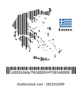 Greece map flag made bar code, vector illustration.