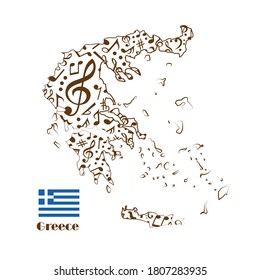 Greece  map flag made from music notes. 