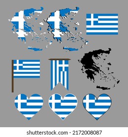 Grecia. Mapa y bandera de Grecia. Ilustración vectorial.