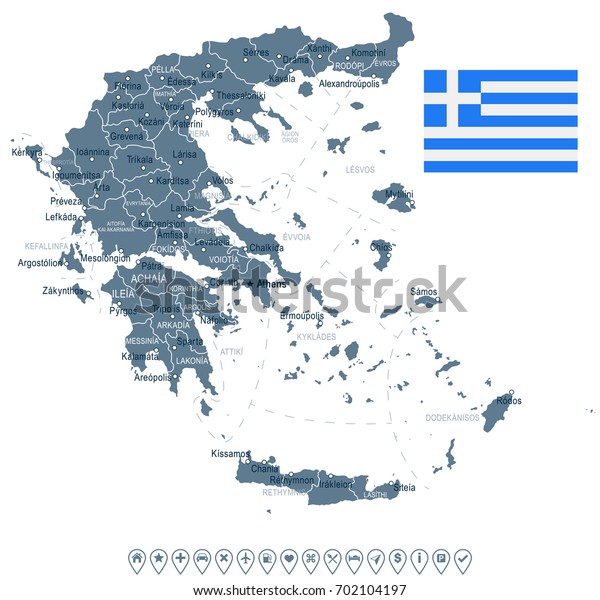 Greece map and flag -\
vector illustration