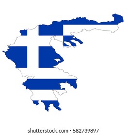 Greece map with a flag. Vector illustrator. On a white background