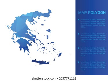 Greece map in geometric blue polygonal style modern design on white background. Vector illustration map in geometric blue polygonal style modern design on white background. Vector illustration.