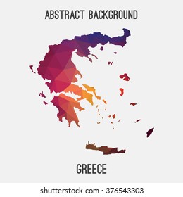 Greece map in geometric polygonal style.Abstract tessellation,modern design background. Vector illustration EPS8