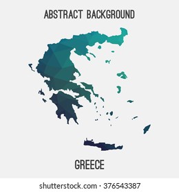 Greece map in geometric polygonal style.Abstract tessellation,modern design background. Vector illustration EPS8
