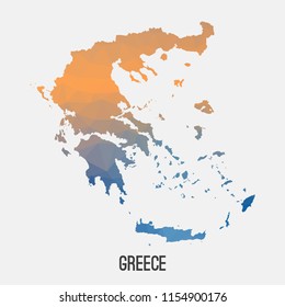 Greece map in geometric polygonal,mosaic style.Abstract tessellation,modern design background,low poly. Geometric cover, mockup. Vector illustration.
