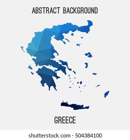 Greece map in geometric polygonal,mosaic style.Abstract tessellation,modern design background,low poly. Vector illustration.