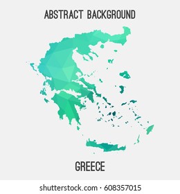 Greece map in geometric polygonal,mosaic style.Abstract tessellation,modern design background,low poly. Vector illustration.