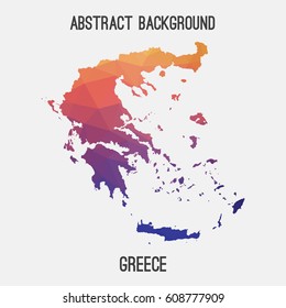 Greece map in geometric polygonal,mosaic style.Abstract tessellation,modern design background,low poly. Vector illustration.