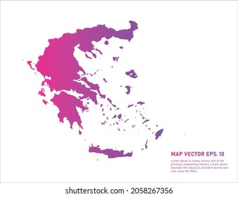 Greece map gradient color . on white background. 