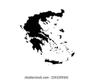 Mapa de Grecia. Mapa del país griego. República Helénica Nación Nacional Blanca y Negra Esbozo Geografía Forma Fronteriza Territorio Vector Ilustración Clipart