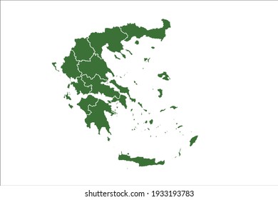 Greece Map Green Color on White Backgound