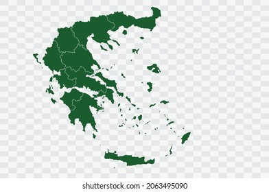 Greece Map Green Color on Png Backgound