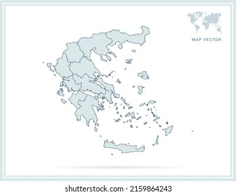 Greece map green vector on white background.