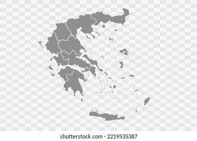 Greece Map grey Color on White Background  Png