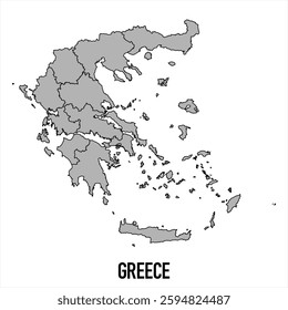 Greece map in grey style isolated on white background. Vector illustration