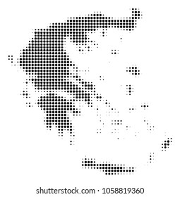 Greece Map halftone vector icon. Illustration style is dotted iconic Greece Map symbol on a white background. Halftone pattern is circle spots.