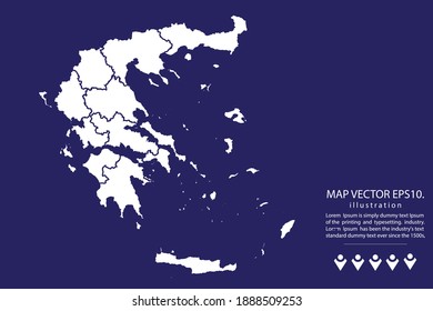 Greece map High Detailed on  blue background.