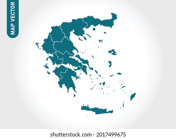 Mapa de Grecia Alto Detallado sobre el fondo blanco. Resumen de la ilustración vectorial de diseño eps 10