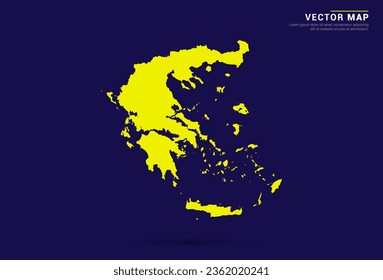 Griechenland-Karte - Hoch detailliert. Gelbe Farbe auf dunklem Hintergrund. Abstrakter Designvektor.
