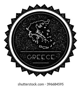 Greece Map Hipster Stamp with Retro Vintage Styled Design. Hipster Grungy Stamp of Greece Map Vector Illustration. Greece Round Sticker.