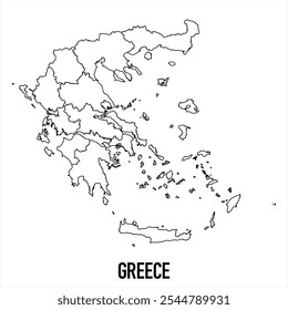 greece map icon isolated on white background. Outline map. Simple line icon. Vector illustration